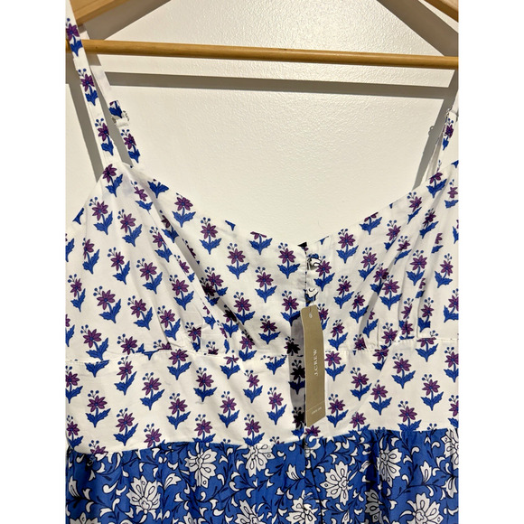 J.Crew Resort Summer Tiered Maxi Dress Smocked block print NWT pocket Sz-12 P - Picture 10 of 10